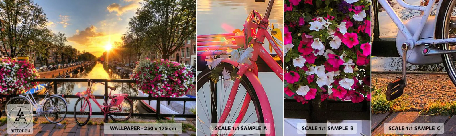 Mostră de Tapet Standard Eco - Dimineața de primăvară în Amsterdam - Oraș, Amsterdam, Arhitectură - 100x30 cm