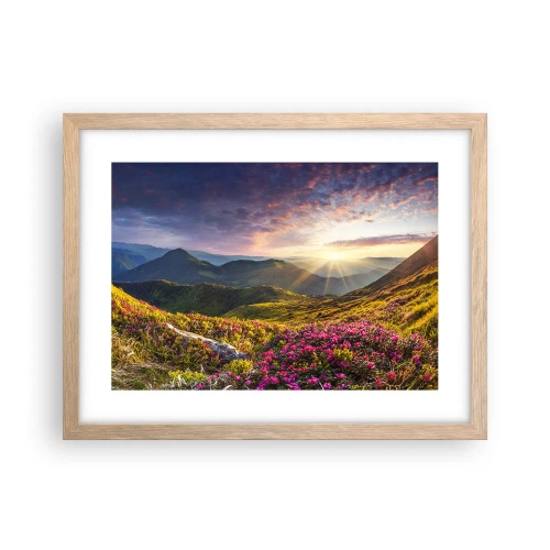 Poster în ramă de stejar deschis - Prospețimea unei dimineți de munte - 40x30 cm