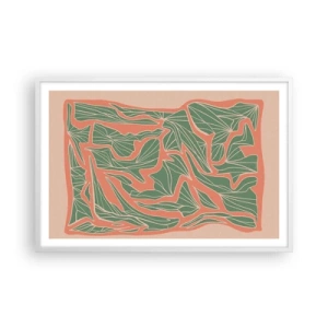 Poster în ramă albă - Lupta dintre coral și verde - 91x61 cm