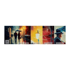 Mostră tapet Premium Canvas - Poveste de dragoste urbană - Romantism, Cuplu, Peisaj - 100x30 cm