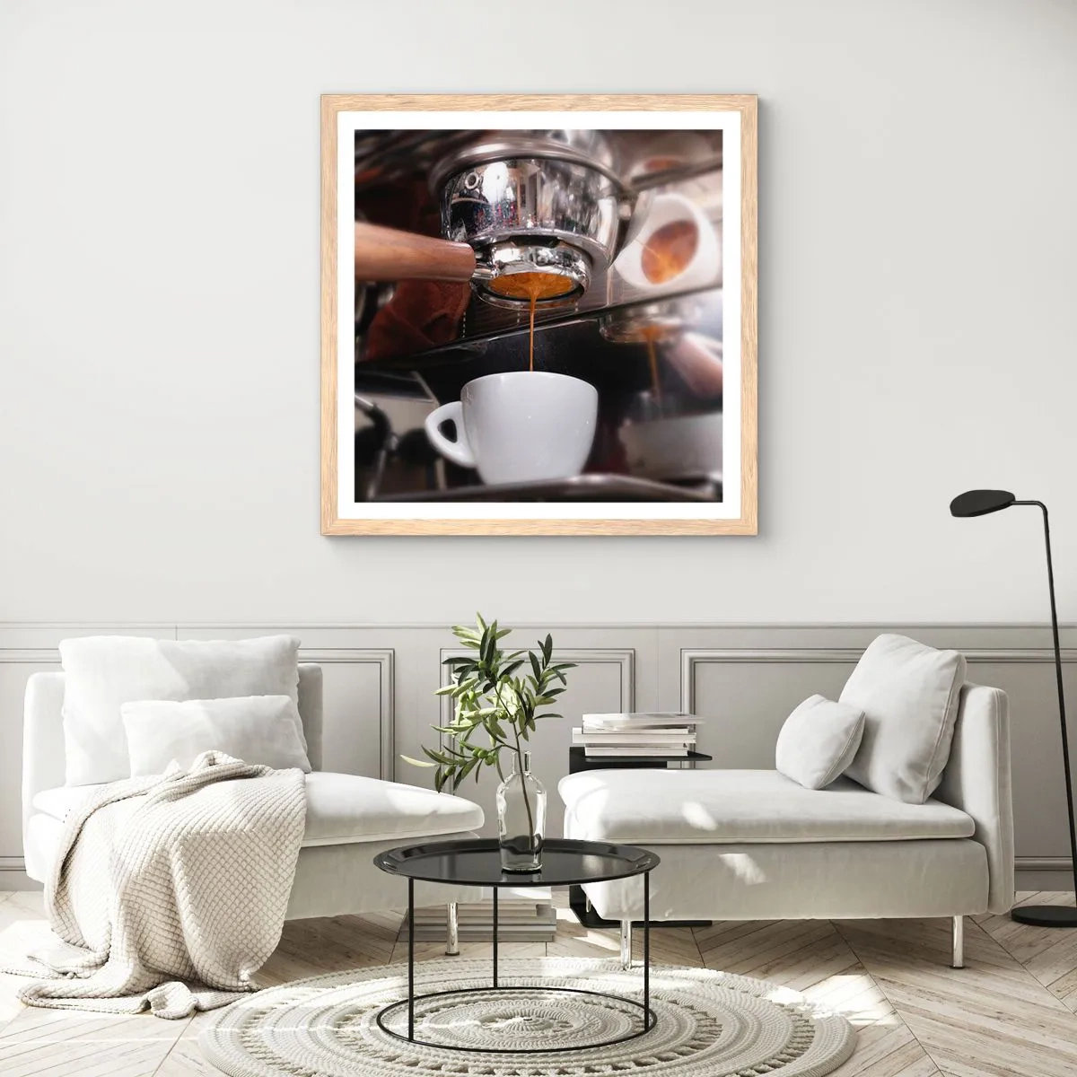 Poster în ramă de stejar deschis - Cel mai bun moment al zilei - 60x60 cm