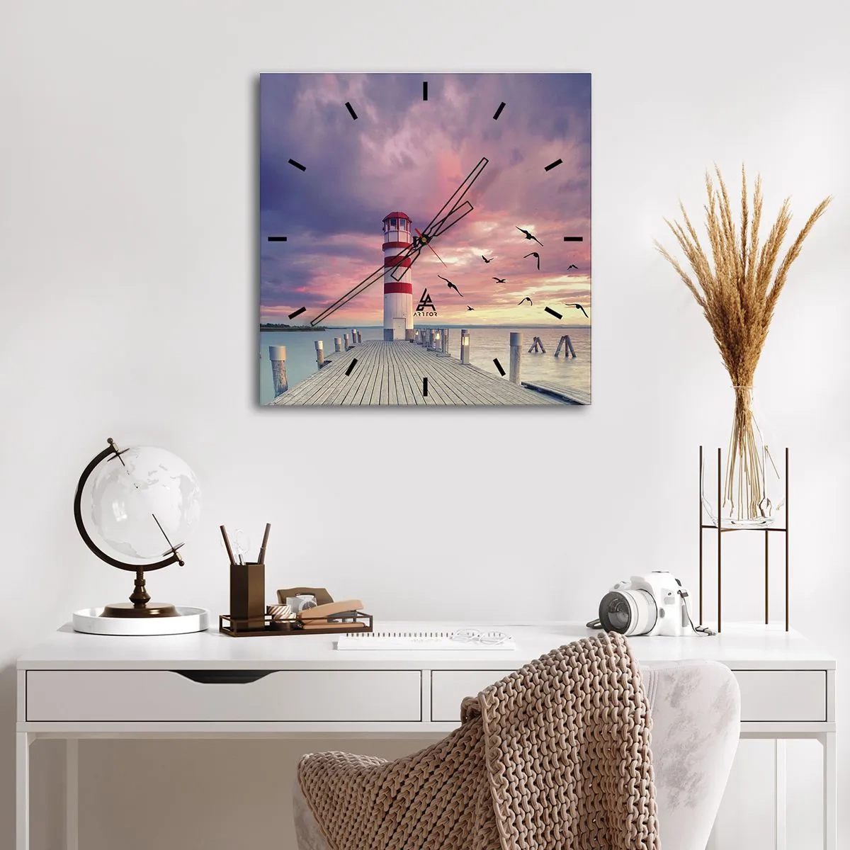 Ceas de perete - Ceas pe sticlă - Să ne întoarcem în port - 40x40 cm