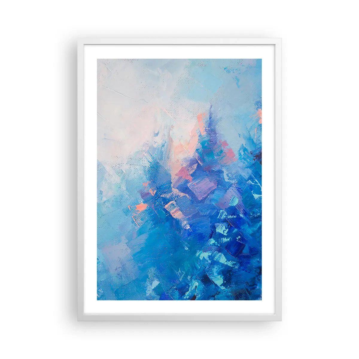 Poster în ramă albă - Abstracție de iarnă - 50x70 cm