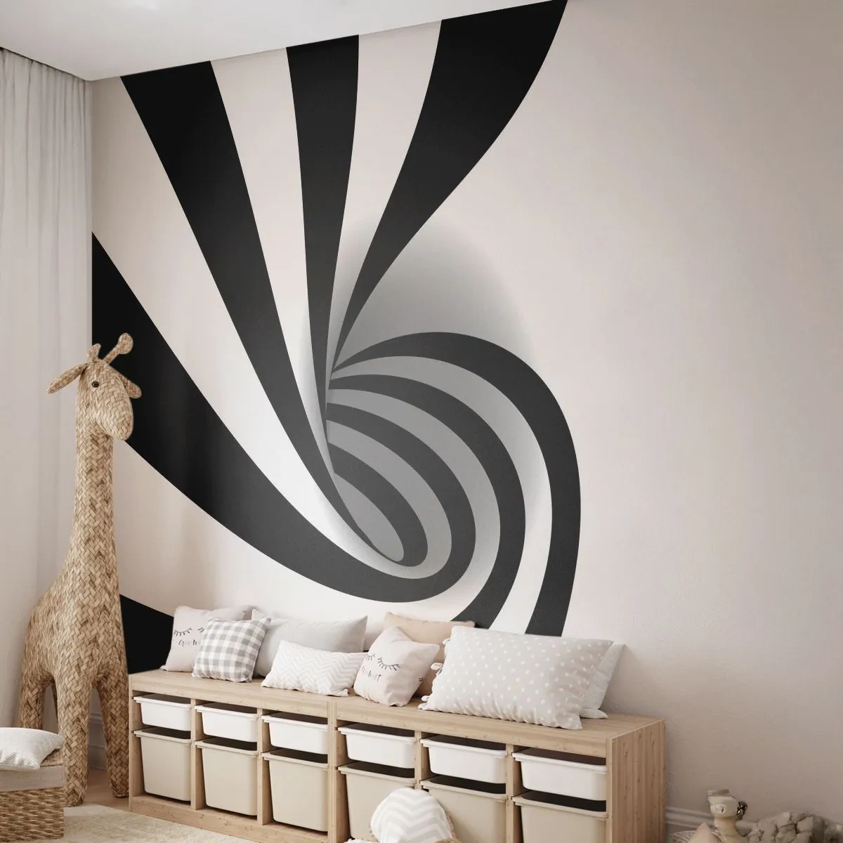 Tapet Premium Canvas - Și totuși se mișcă - Abstracția, Grafică, alb-negru - 250x175 cm