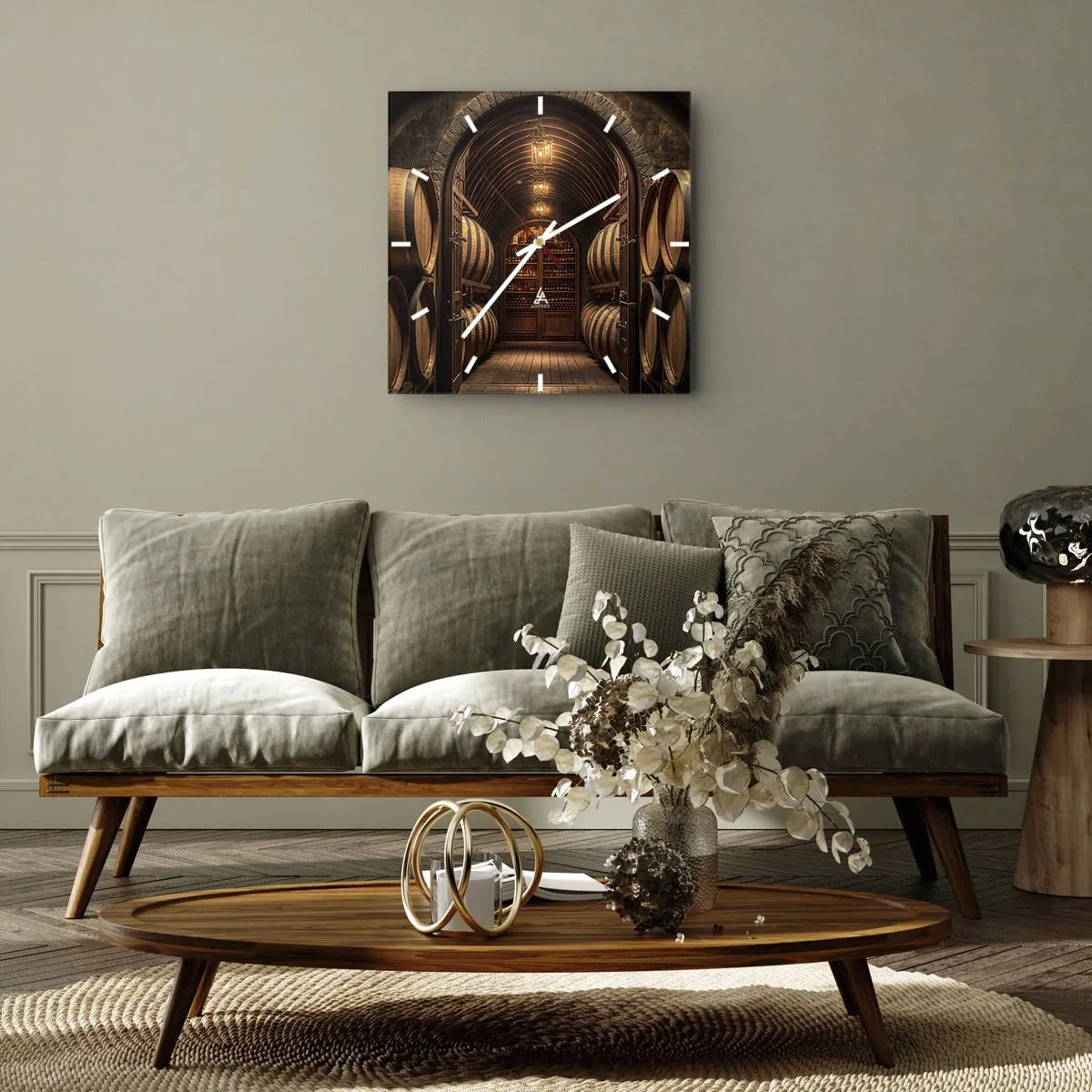 Ceas de perete - Ceas pe sticlă - Beciul cu atmosferă - 40x40 cm