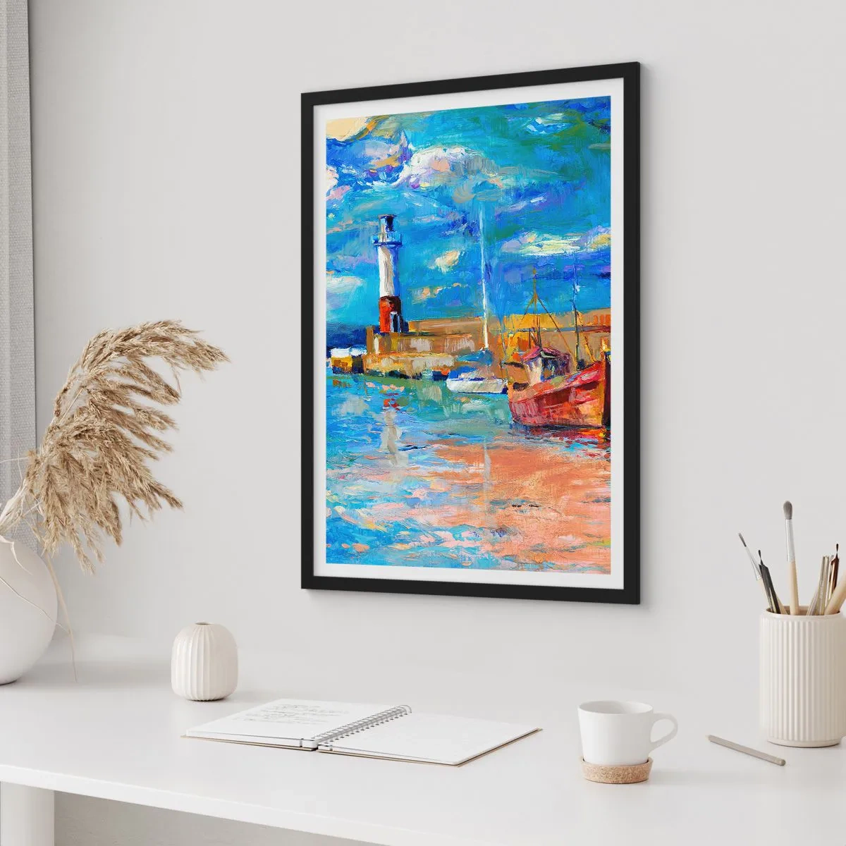 Poster în ramă neagră - După-amiază în golful de curcubeu - 40x50 cm