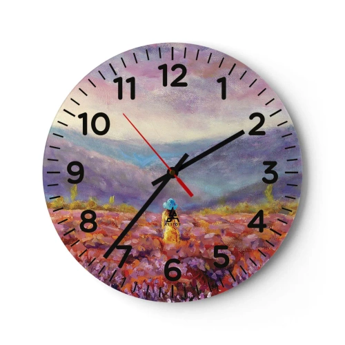 Ceas de perete - Ceas pe sticlă - Într-o lume de lavandă - 30x30 cm