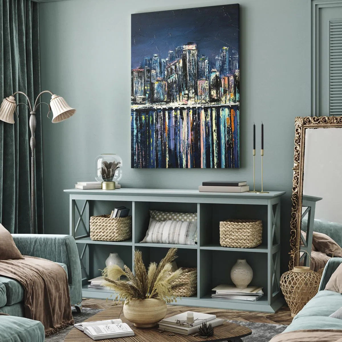 Tablou pe pânză - Cascadă de lumini - 55x100 cm