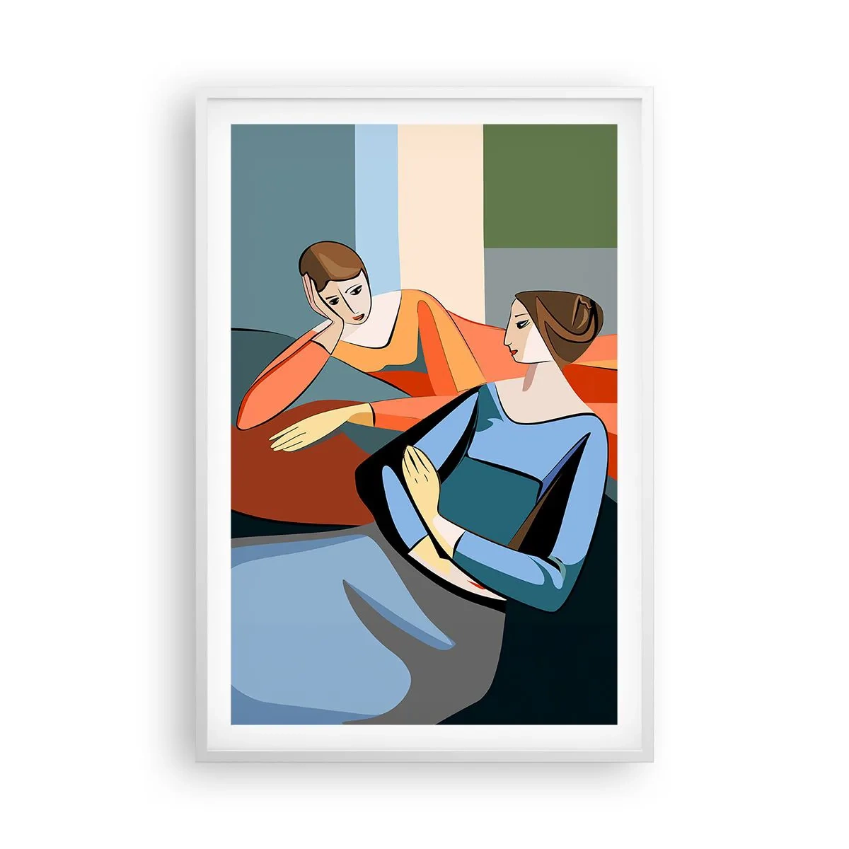 Poster în ramă albă - Un moment de confidențe - 61x91 cm