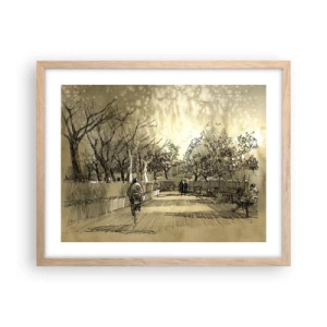 Poster în ramă de stejar deschis - Un moment reținut cu pene - 50x40 cm