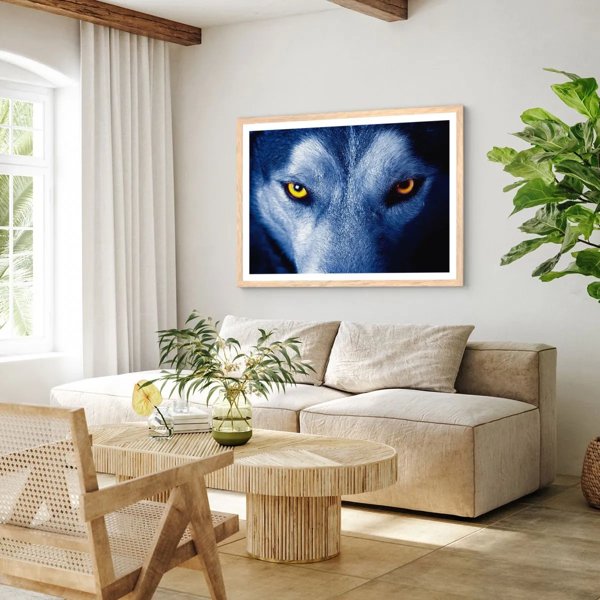 Poster în ramă de stejar deschis - O privire hipnotizantă - 91x61 cm