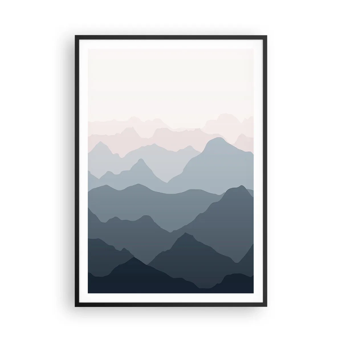 Poster în ramă neagră - Valuri de munți - 70x100 cm