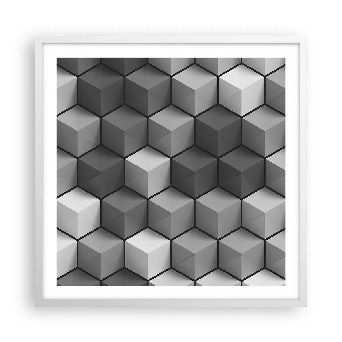 Poster în ramă albă - Puzzle cubist - 60x60 cm