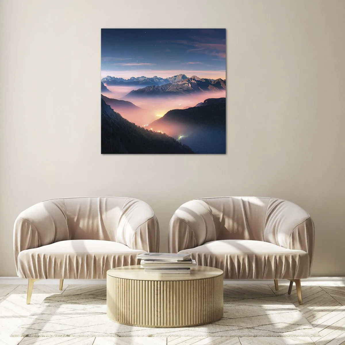 Tablou pe sticlă - Lumină în văi - 60x60 cm