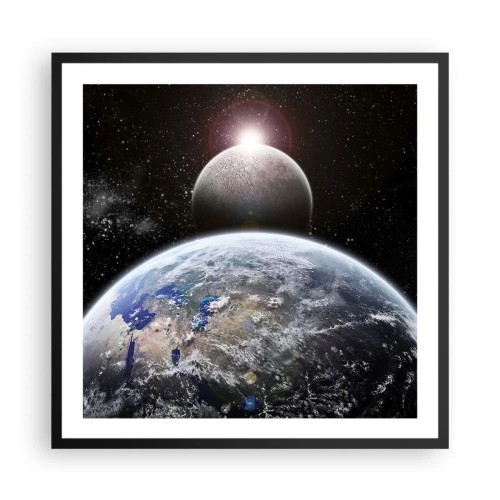 Poster în ramă neagră - Peisaj cosmic - răsărit de soare - 60x60 cm