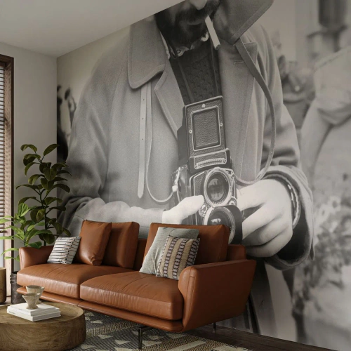 Tapet Autoadeziv Deluxe Sticker - În stilul retro - aparat foto, Epocă, aparat foto - 100x70 cm