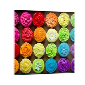 Tablou pe sticlă - Fiecare diferită - toate delicioase - 70x70 cm