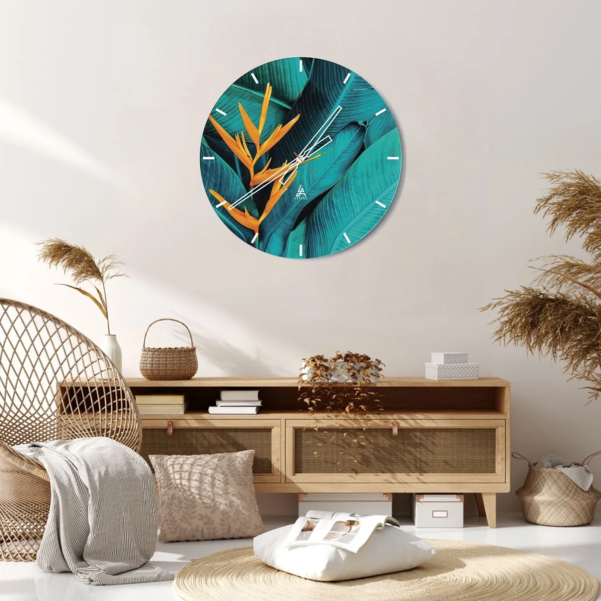 Ceas de perete - Ceas pe sticlă - Floarea Edenului - 40x40 cm