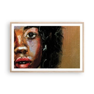 Poster în ramă de stejar deschis - Negru și strălucire - 91x61 cm