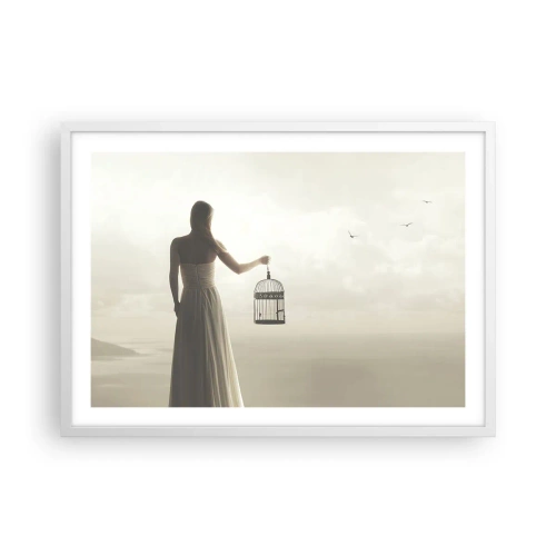 Poster în ramă albă - Fii liberă - 70x50 cm