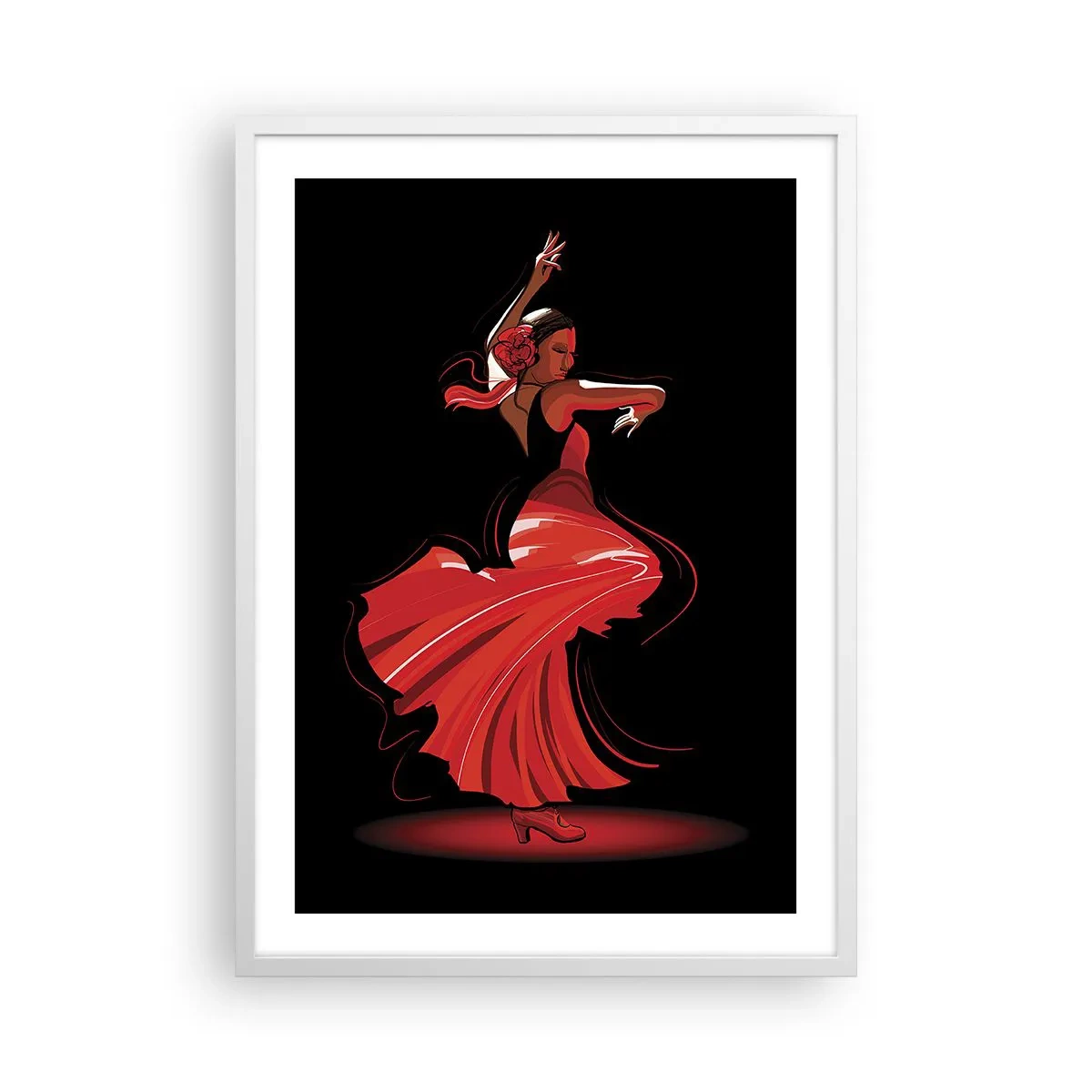 Poster în ramă albă - Spiritul înflăcărat al flamenco-ului - 50x70 cm