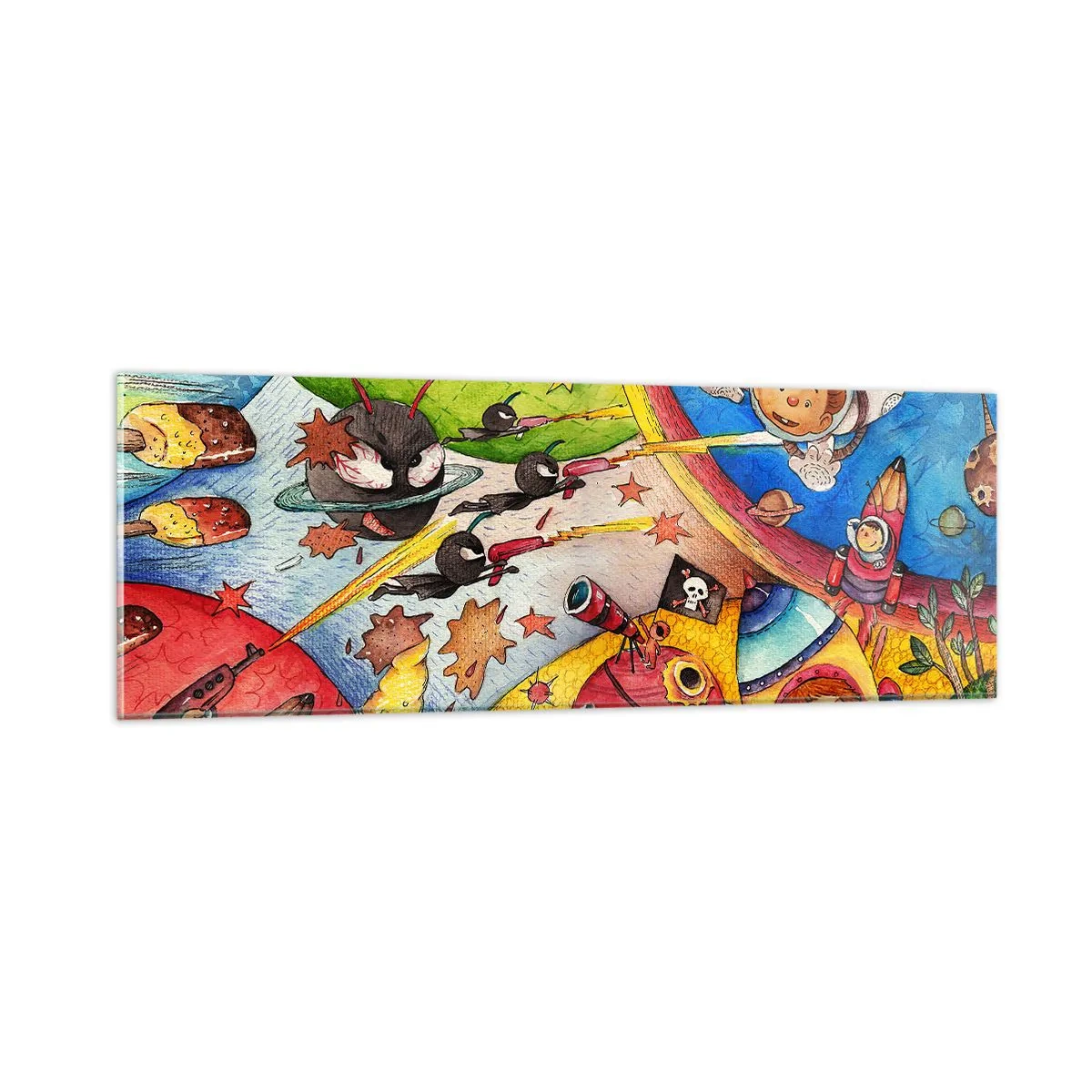 Tablou pe sticlă - O mare aventură spațială - 90x30 cm