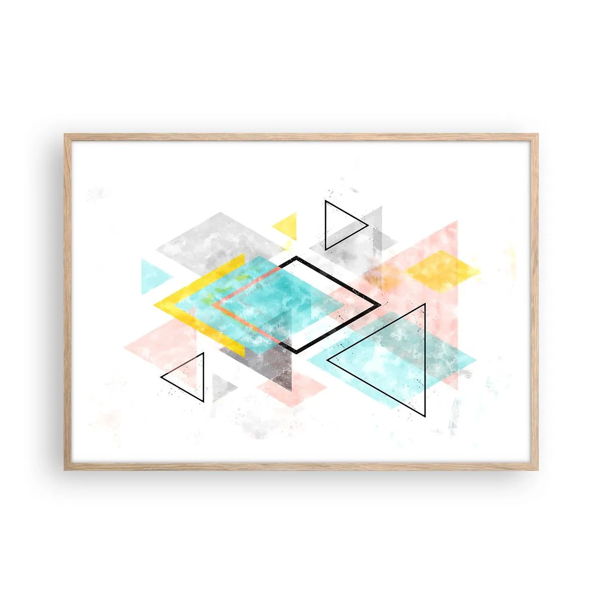 Poster în ramă de stejar deschis - Joc geometric - 100x70 cm