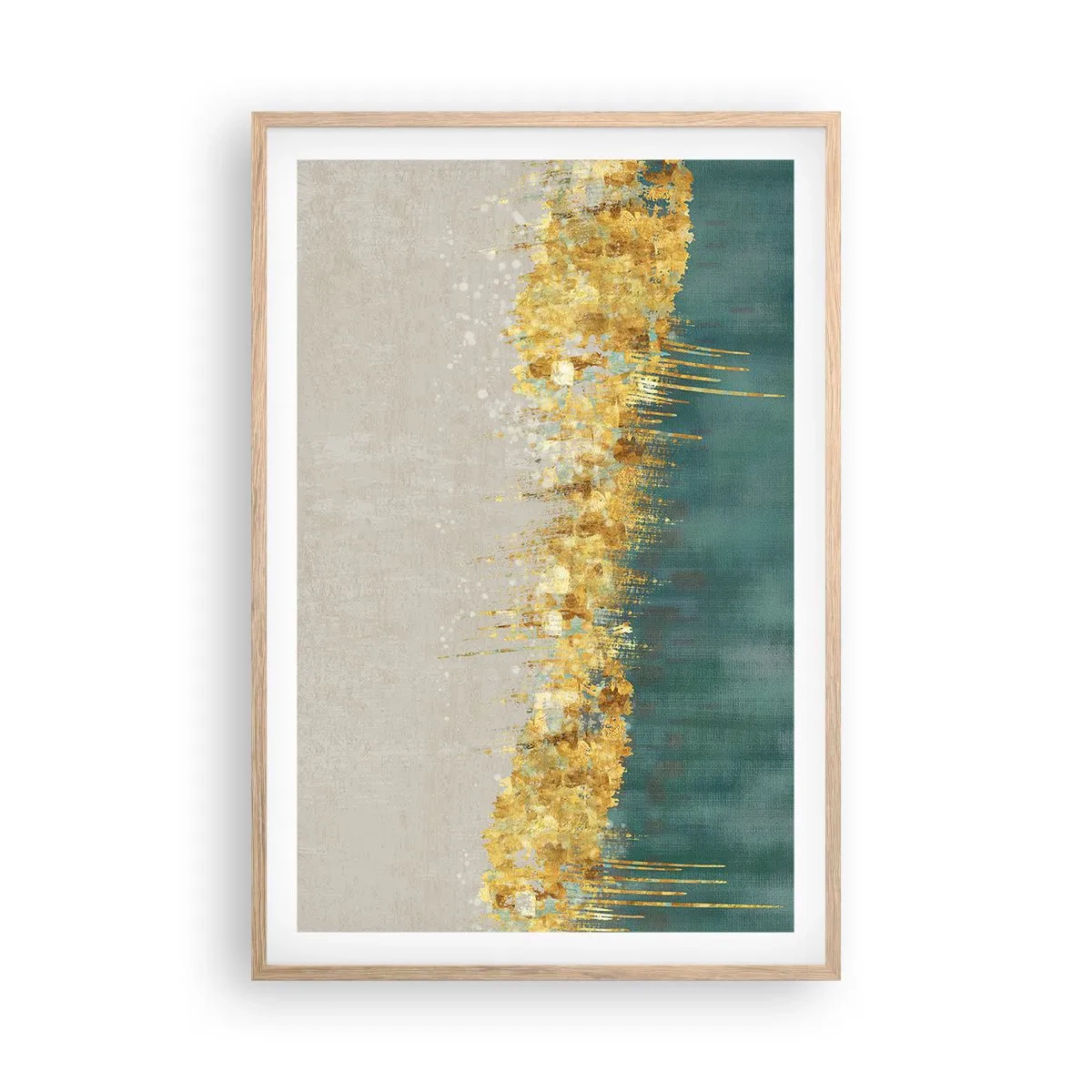 Poster în ramă de stejar deschis - Frontiera de aur - 61x91 cm
