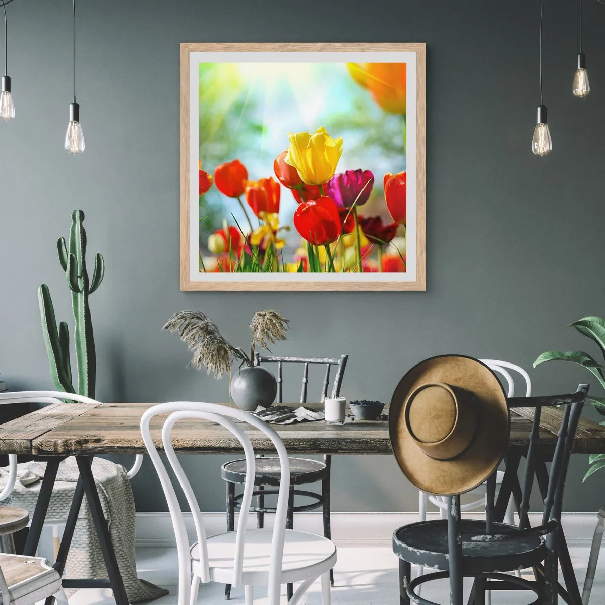 Poster în ramă de stejar deschis - Toate culorile soarelui - 40x40 cm