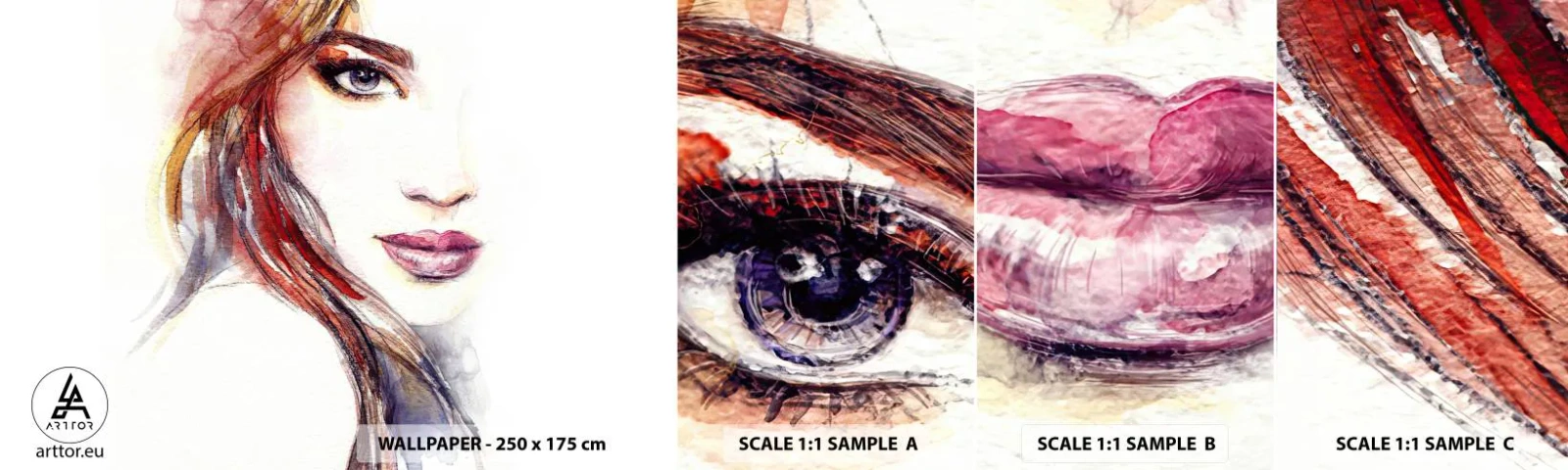 Mostră de Tapet Standard Eco - Vademecum - urmărește-mă - Femeie, Portretul unei femei, Fata frumoasa - 100x30 cm