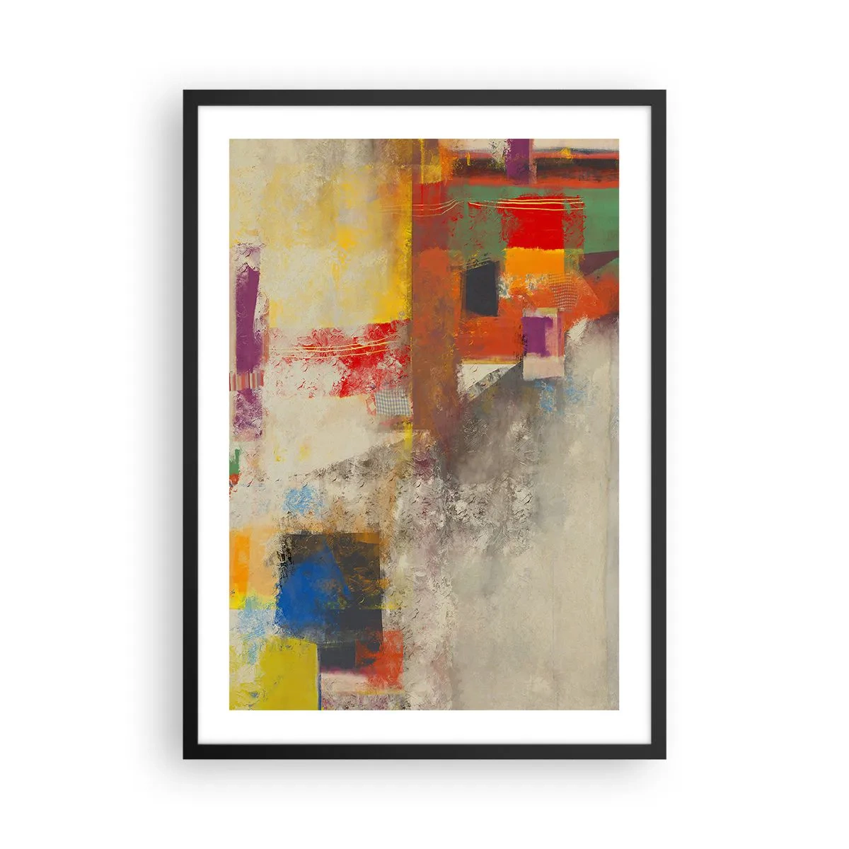 Poster în ramă neagră - Compoziție abstractă în culori vii - 50x70cm - Geometria culorilor - Decorațiune modernă pentru perete pentru living și dormitor ARTTOR
