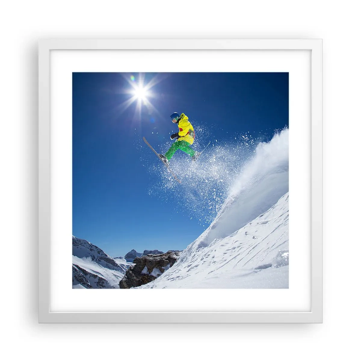Poster în ramă albă - Dansând cu munții - 40x40 cm