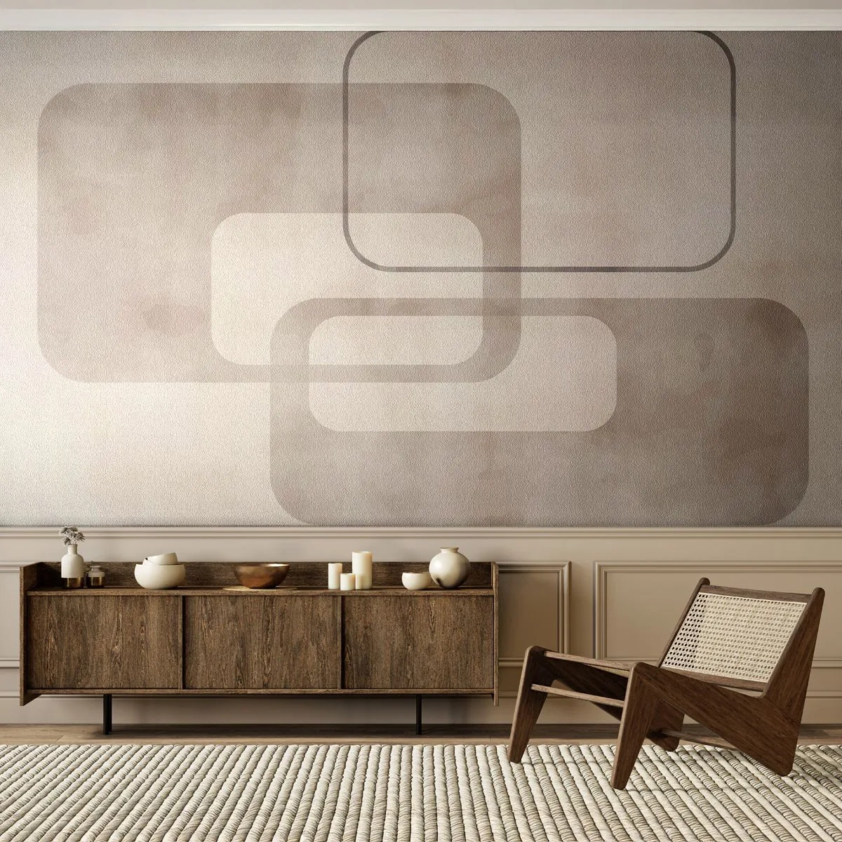 Tapet Premium Sand - Fuga geometrică - Forme, Minimalism, Luminos - 100x70 cm