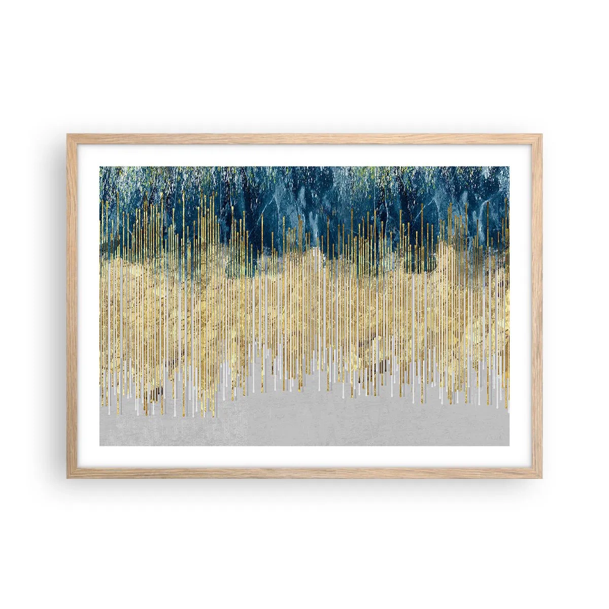 Poster în ramă de stejar deschis - Granița aurită - 70x50 cm
