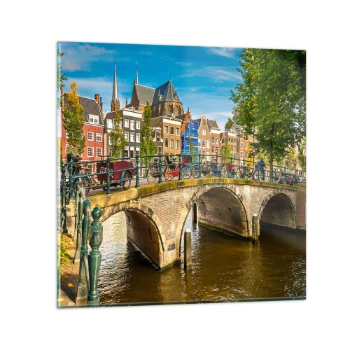 Tablou pe sticlă - Primăvara lângă canal - 30x30 cm