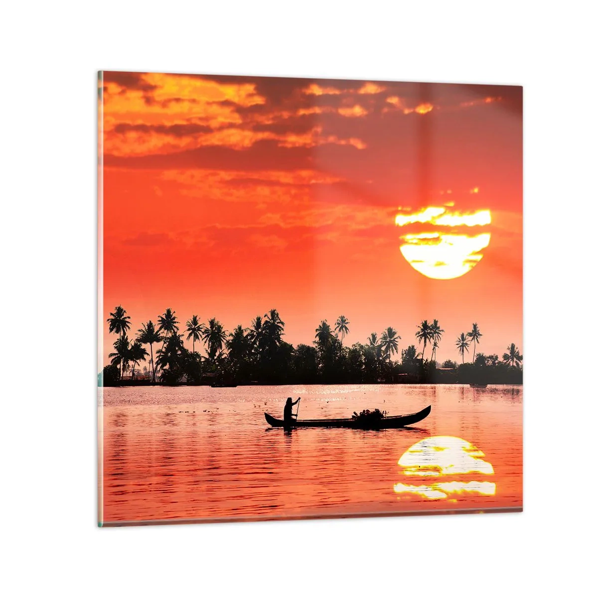 Tablou pe sticlă - Liniștea tropicelor la apus de soare - 60x60 cm