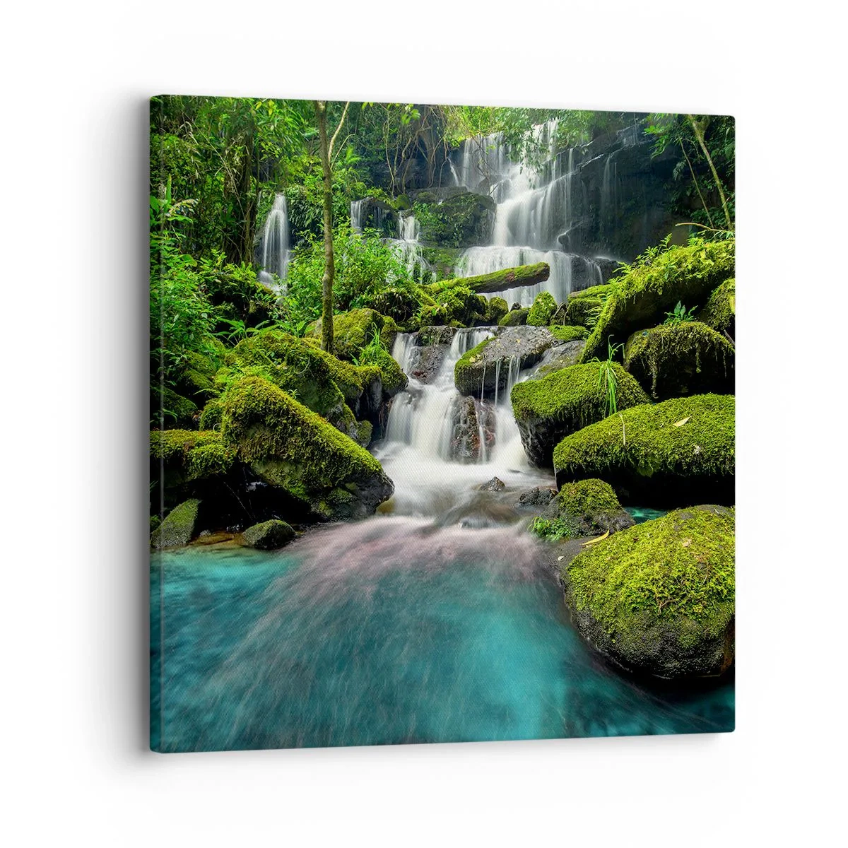 Tablou pe pânză - Turcoaz, safir și argint lichid - 30x30 cm