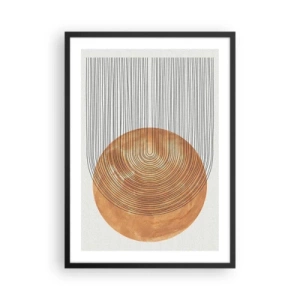 Poster în ramă neagră - Abstracție geometrică în tonuri pământii - 50x70cm - Compoziția solară - Decorațiune modernă pentru perete pentru living și dormitor ARTTOR