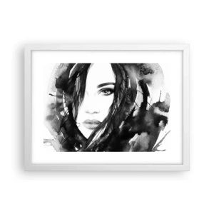 Poster în ramă albă - Studiu unei dame în alb și negru - 40x30 cm
