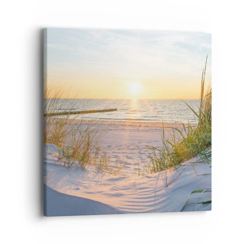 Tablou pe pânză - Zumzet de mare, o plajă sălbatică printre ierburi... - 40x40 cm