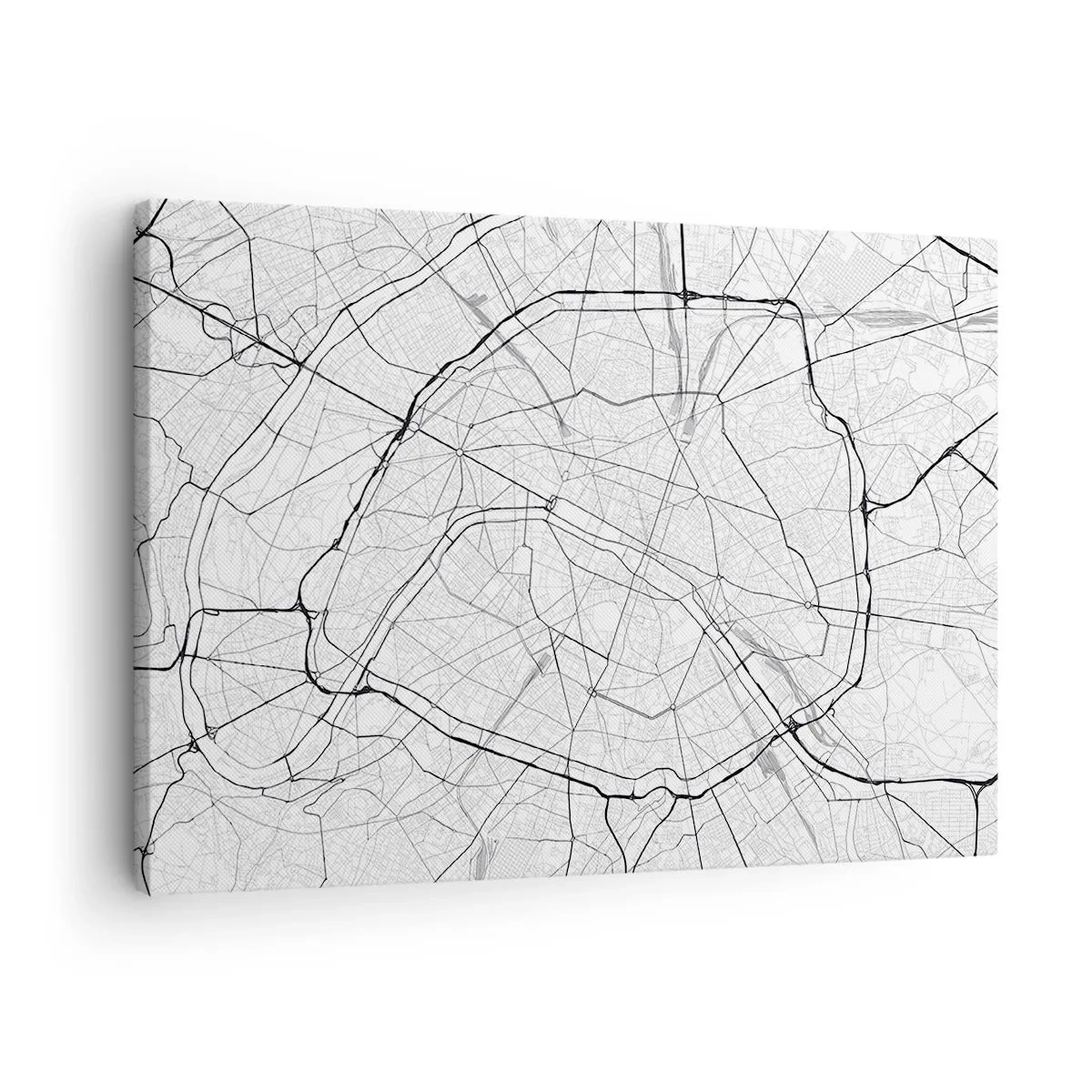 Tablou pe pânză Canvas - Hartă minimalistă a orașului în alb și negru - 70x50cm - Floarea Parisului - Decorațiune modernă pentru perete pentru living și dormitor ARTTOR