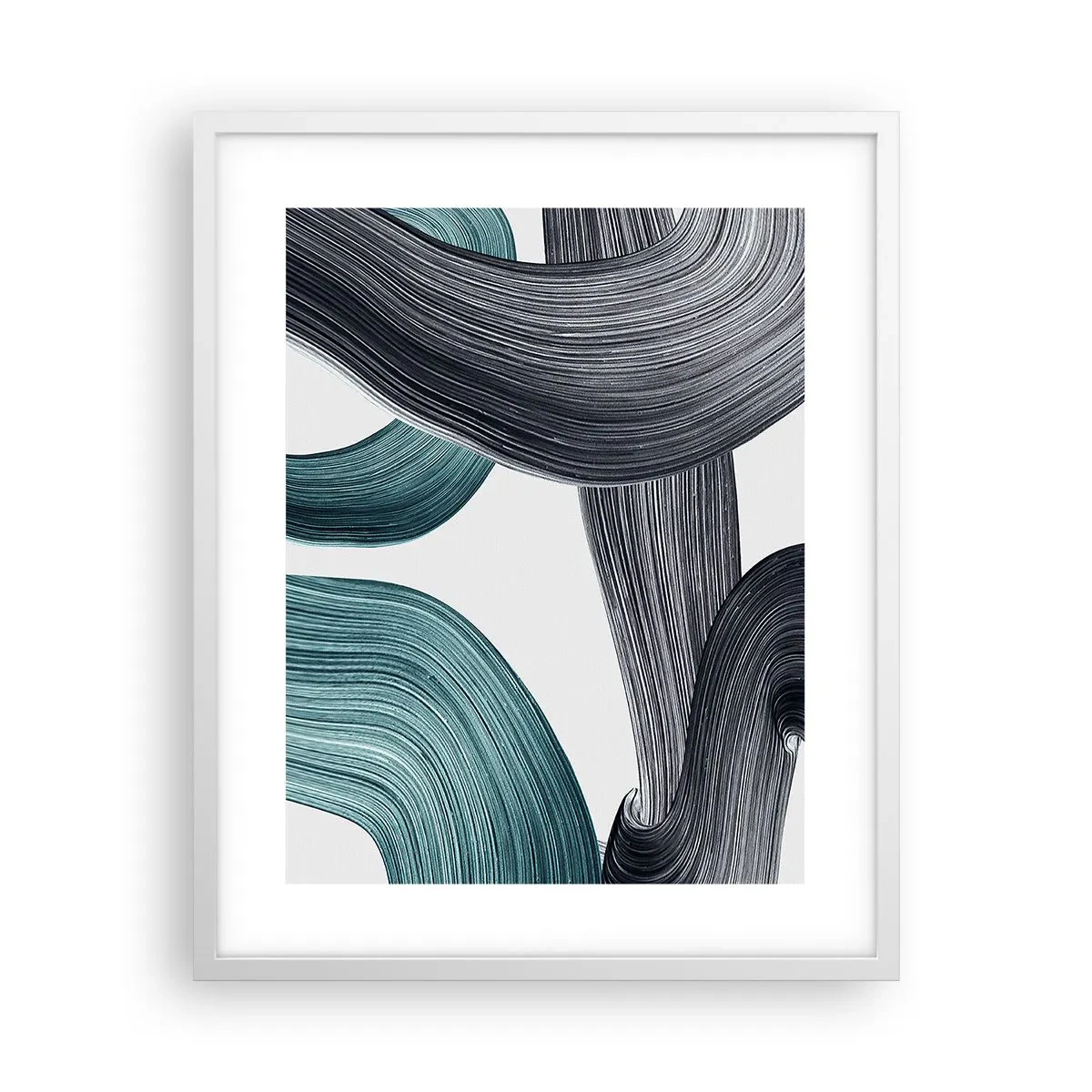 Poster în ramă albă - Trasee de smarald și negru - 40x50 cm