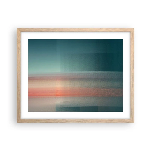 Poster în ramă de stejar deschis - Abstracție: unde de lumină - 50x40 cm