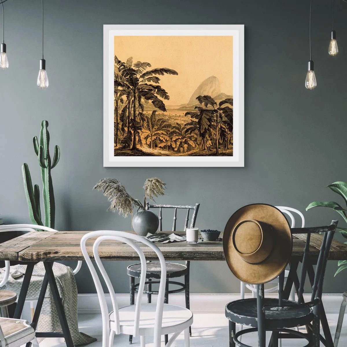 Poster în ramă albă - În stil colonial - 30x30 cm