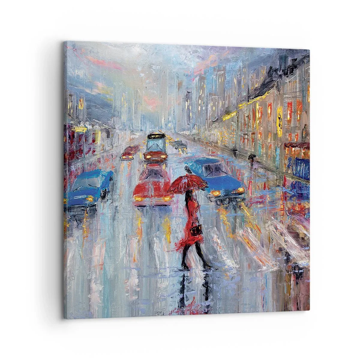 Tablou pe pânză - O după-amiază ploioasă în oraș - 50x50 cm