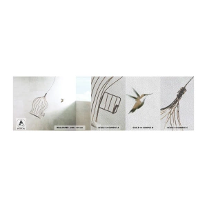 Mostră tapet Premium Sand - Eliberat - Abstracția, Pasăre, Colivie - 100x30 cm