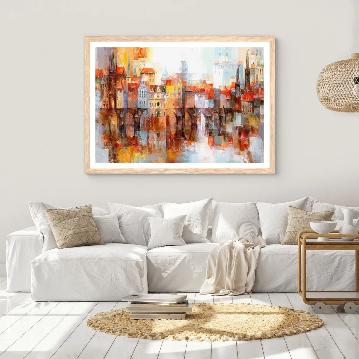 Poster în ramă de stejar deschis - Frumos și sub pod - 70x50 cm