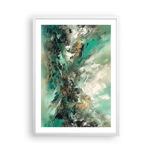 Poster în ramă albă - Fierbere negru-smarald - 50x70 cm