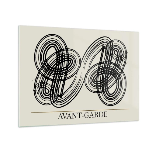 Tablou pe sticlă - Bucle și linii avangardiste negre pe un fundal deschis - 70x50cm - A apărut spontan - Decorațiune modernă pentru perete pentru living și dormitor ARTTOR