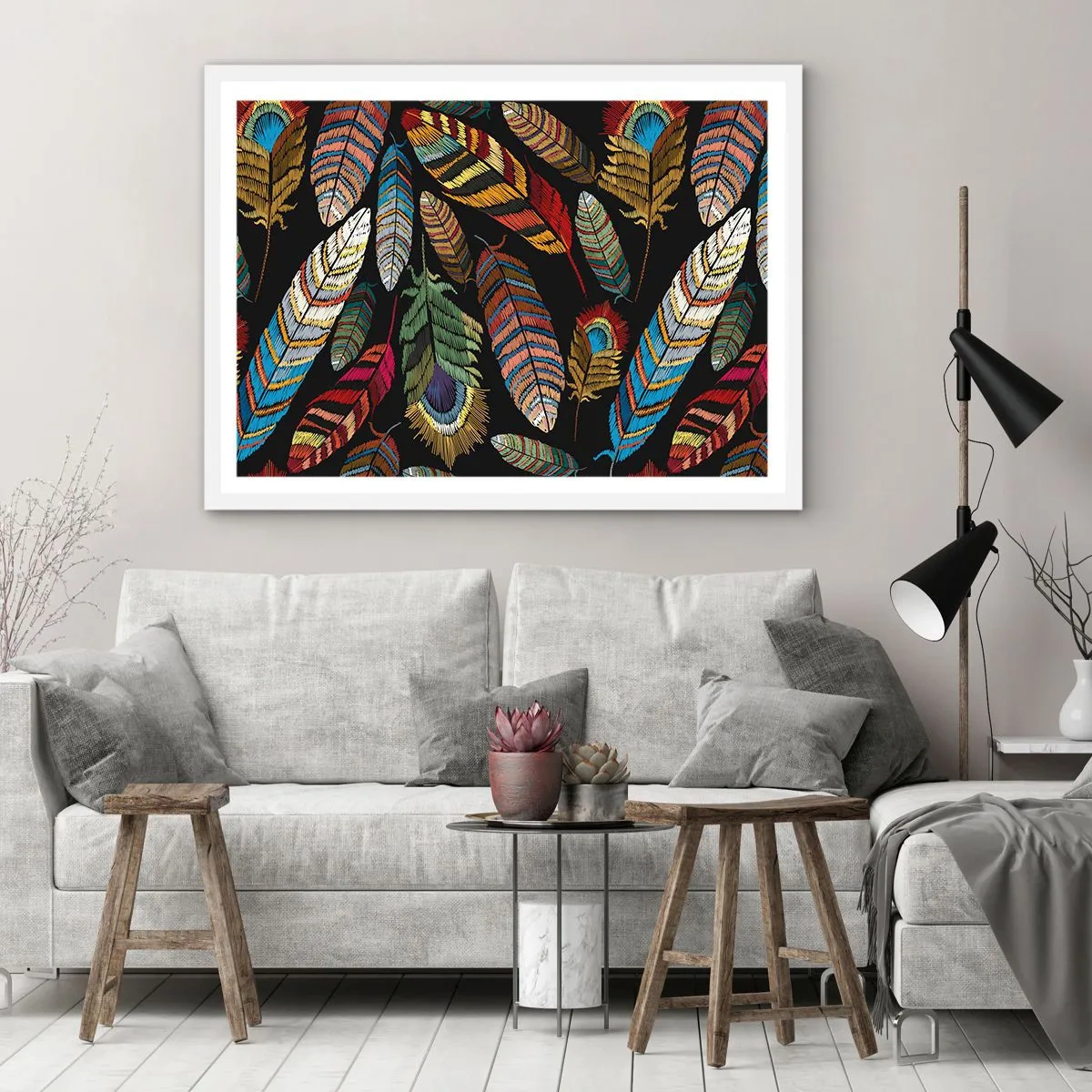 Poster în ramă albă - Carnavalul păsărilor - 50x40 cm